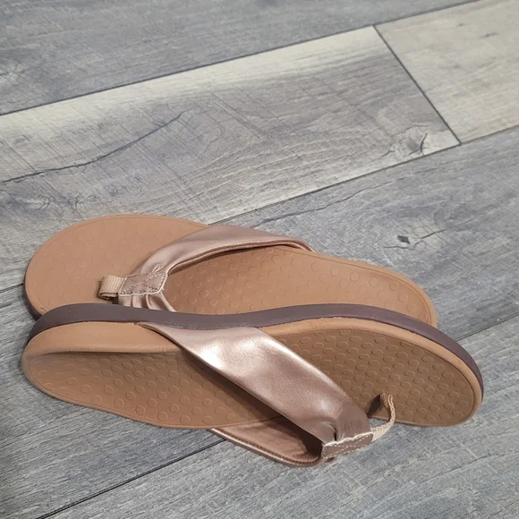 Vionic Women's Melo Leather Toe Post Sandals In Rose Gold Size 9 Elegant - Picture 9 of 11